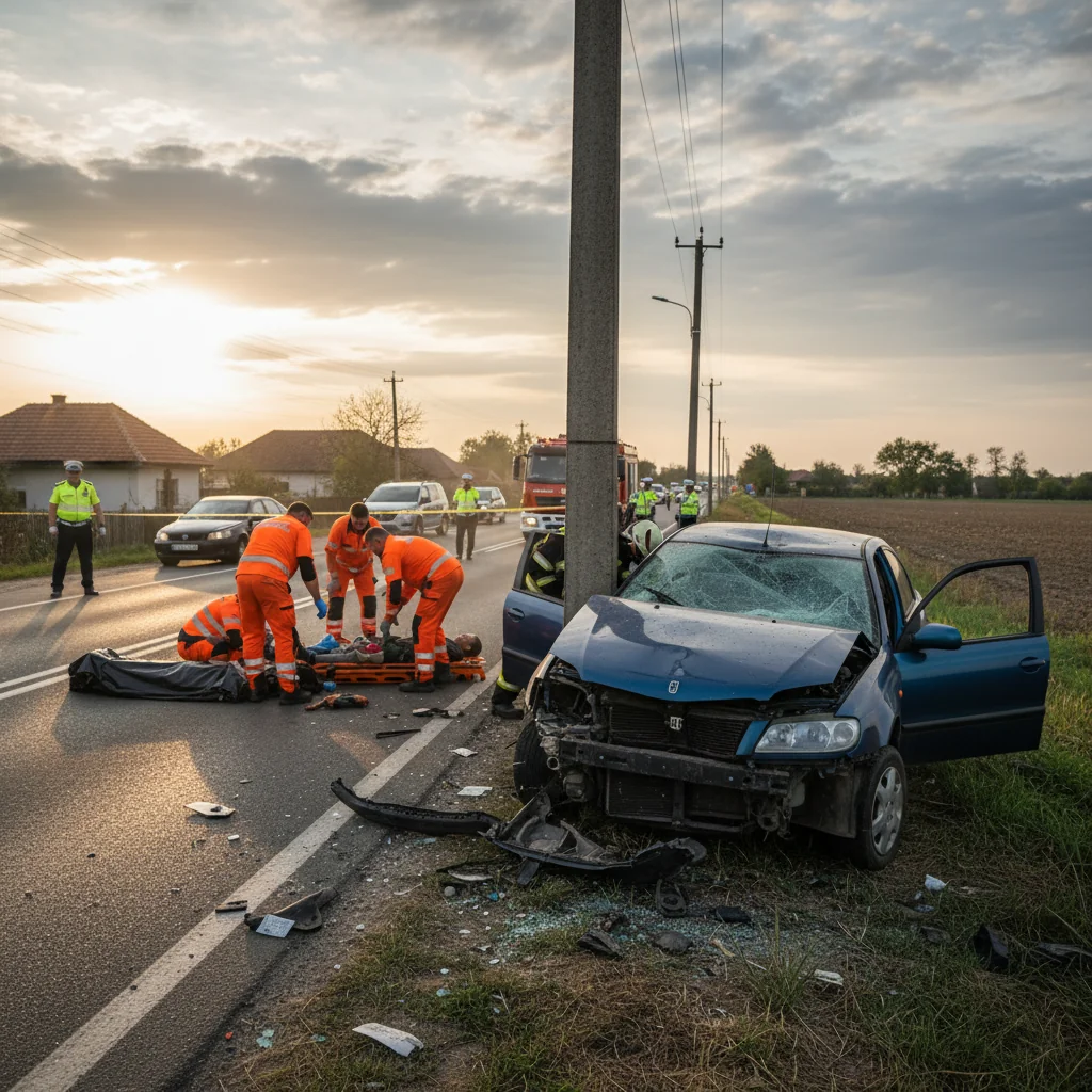 Accident grav cu mașina condusă de o tânără de 18 ani – un mort și patru răniți/ FOTO