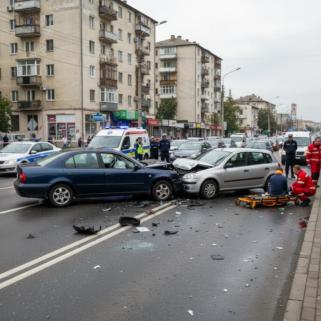Accident grav în Slatina: doi răniți pe strada Crișan