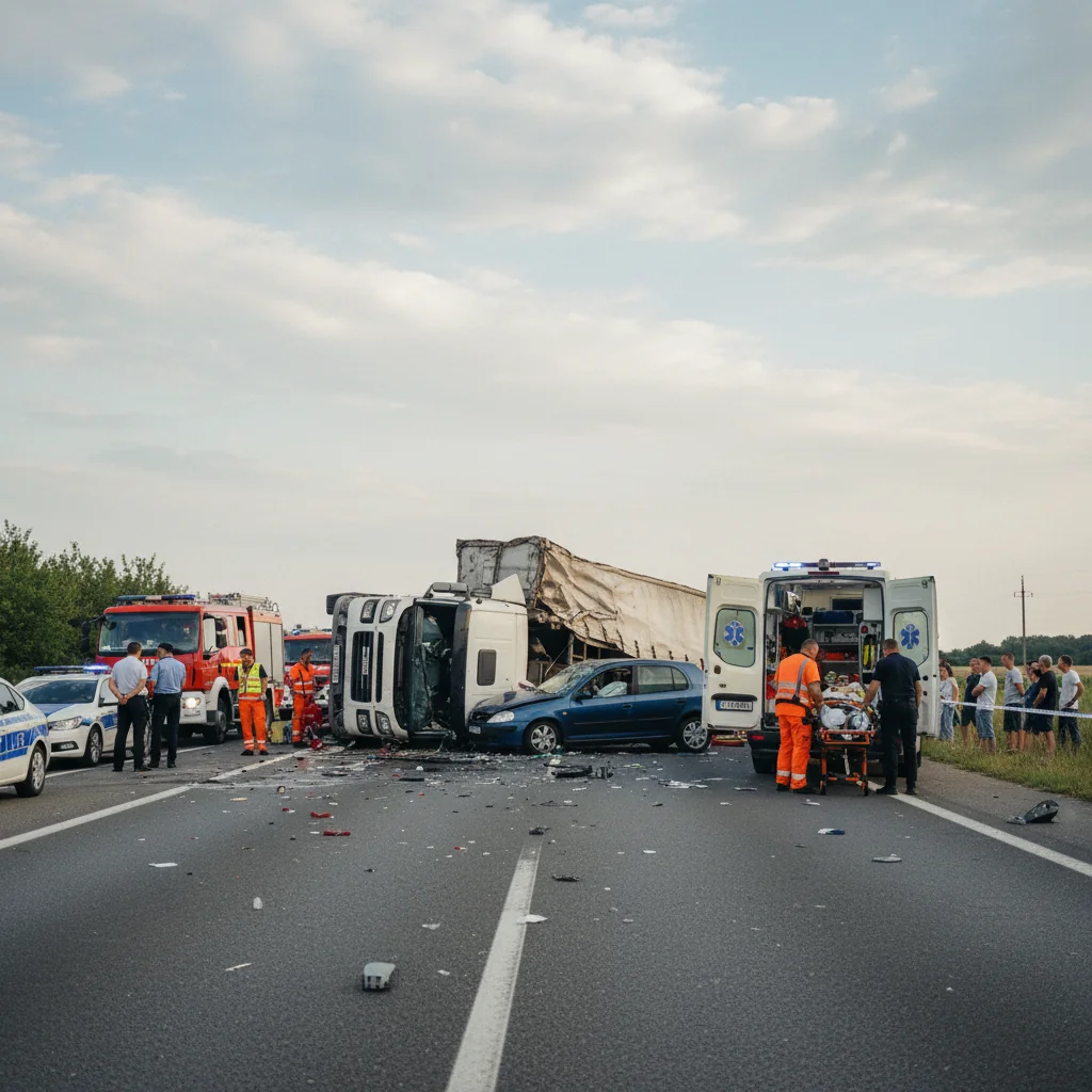 Accident pe DEx 12 între Slatina și Craiova: TIR răsturnat