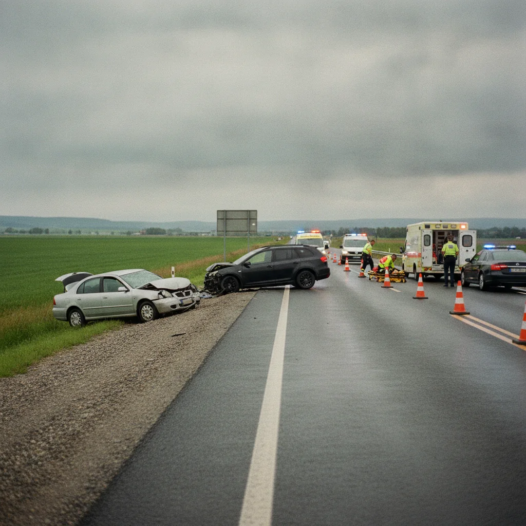 Accident pe DEx12 lângă Albota: Două persoane rănite, trafic deviat
