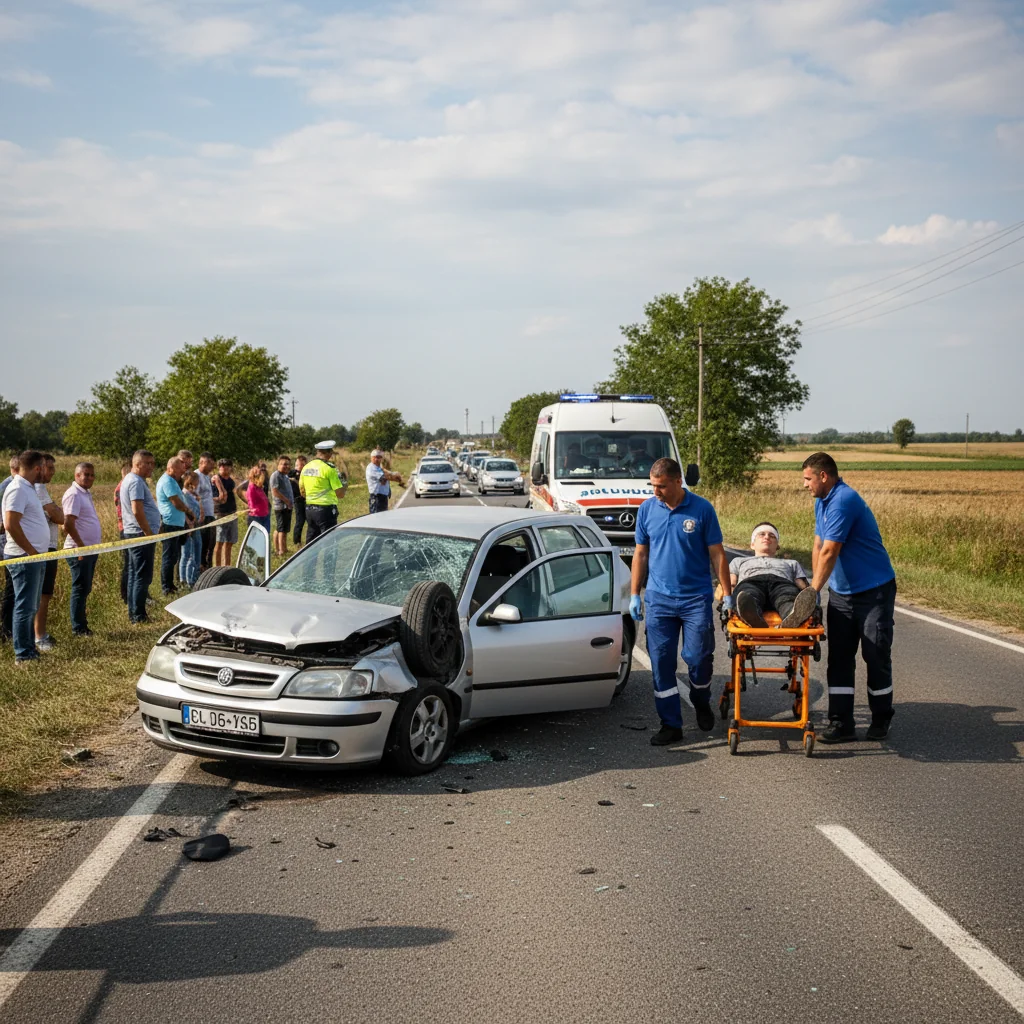 Accident rutier pe DJ 546, tânăr de 19 ani spitalizat