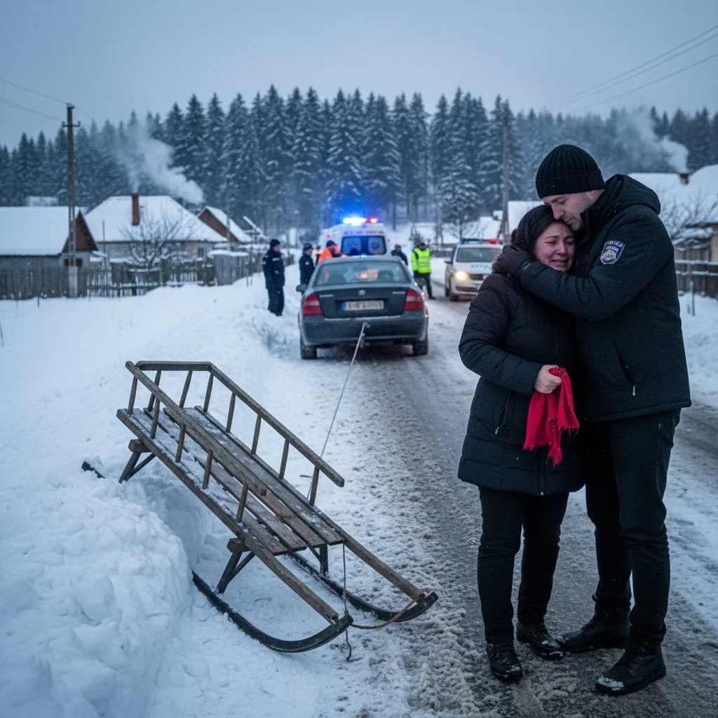 Adolescent de 17 ani își pierde viața într-un accident cu sania tractată de mașină, în apropiere de Slatina