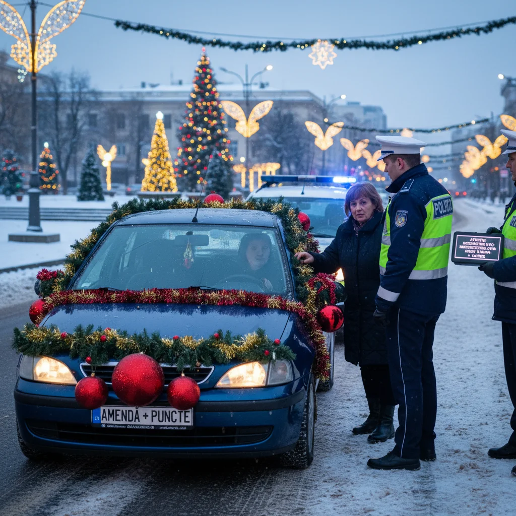 Atenție, șoferi! Riscurile decorațiunilor auto de sărbători și sancțiunile pentru nerespectarea Codului Rutier