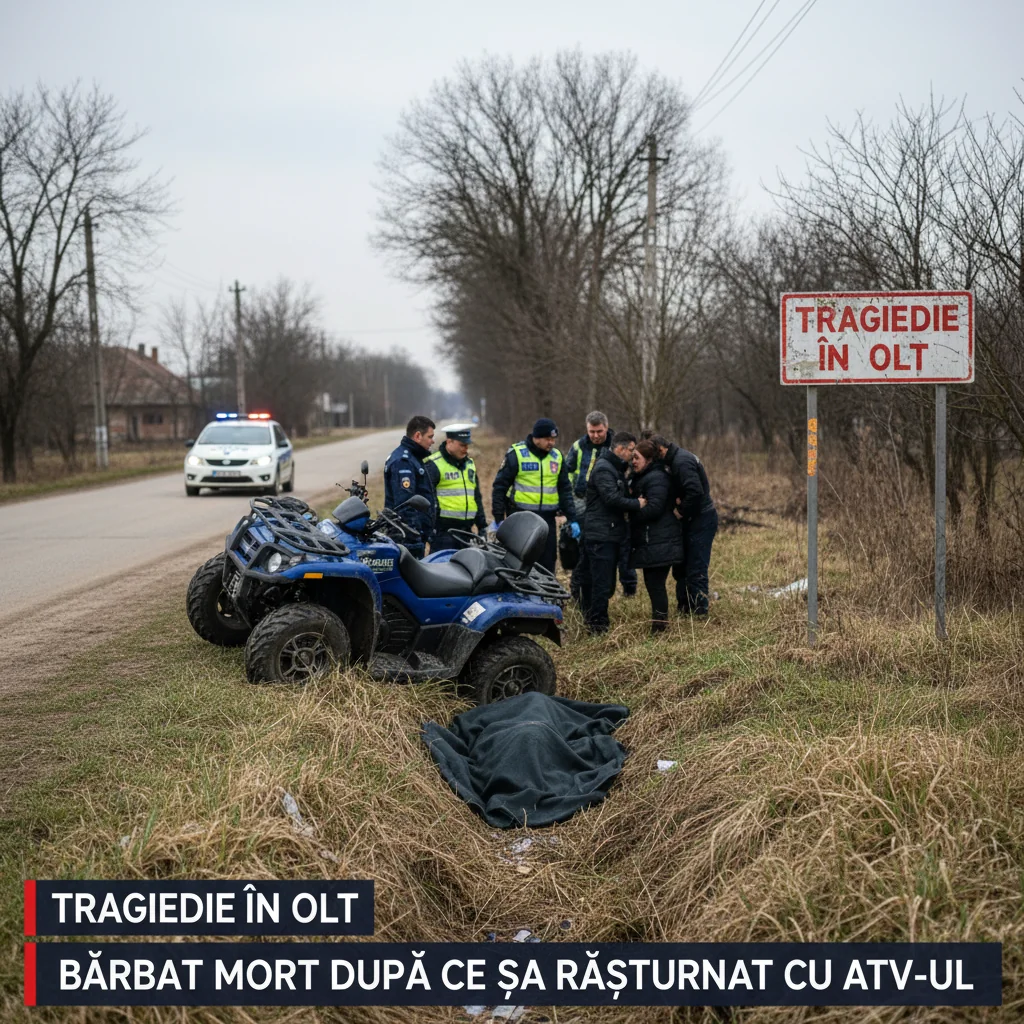 ATV răsturnat în Olt: bărbat decedat fără permis de conducere