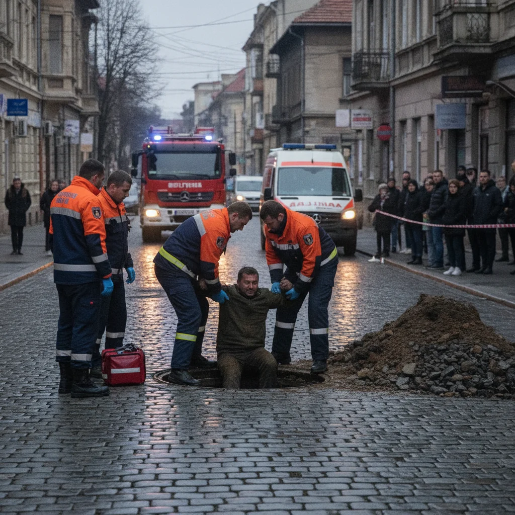 Bărbat căzut într-o groapă nesemnalizată în Slatina