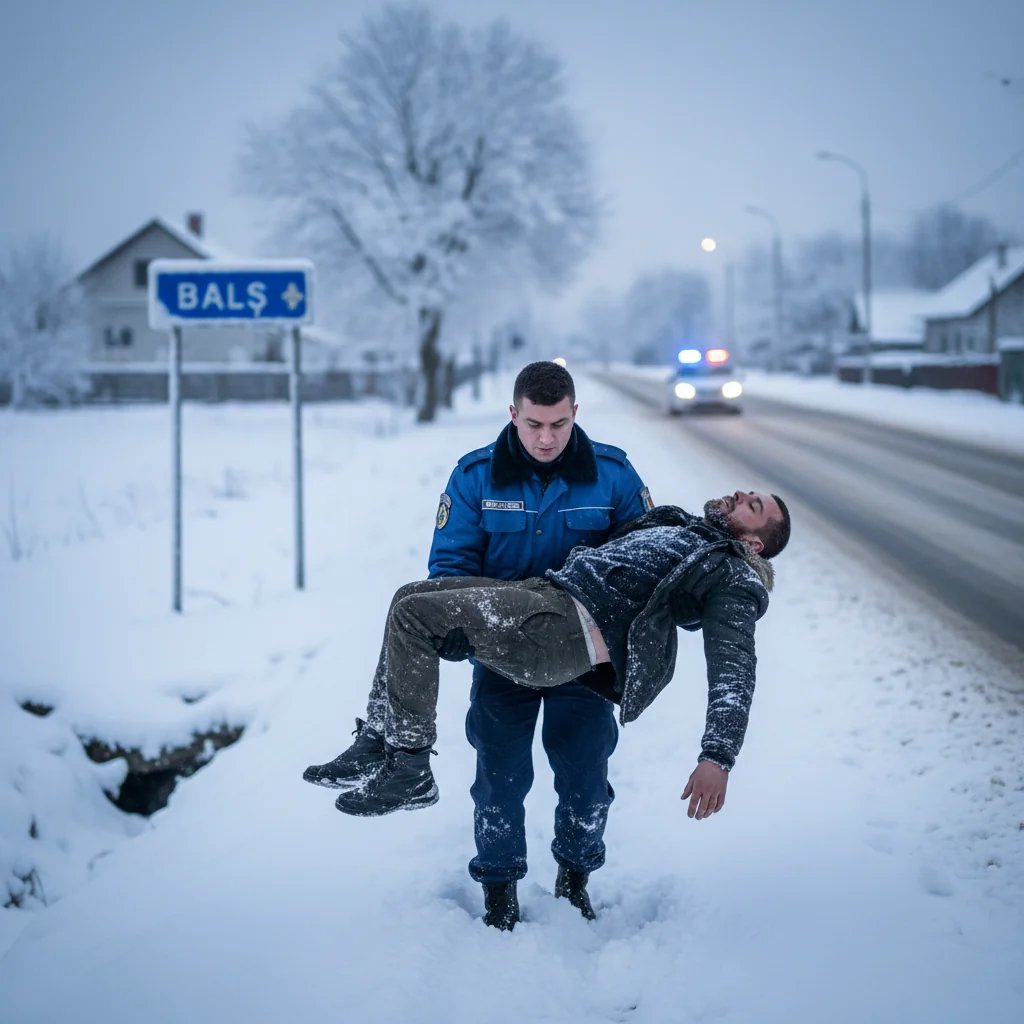 Bărbat găsit în stare gravă la intrarea în Balș dinspre Slatina, salvat de intervenția rapidă a unui jandarm