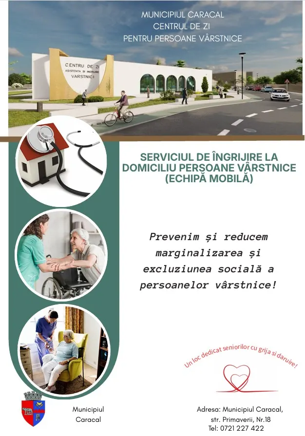 Caracal: centrul de zi pentru vârstnici are echipă mobilă de îngrijire la domiciliu