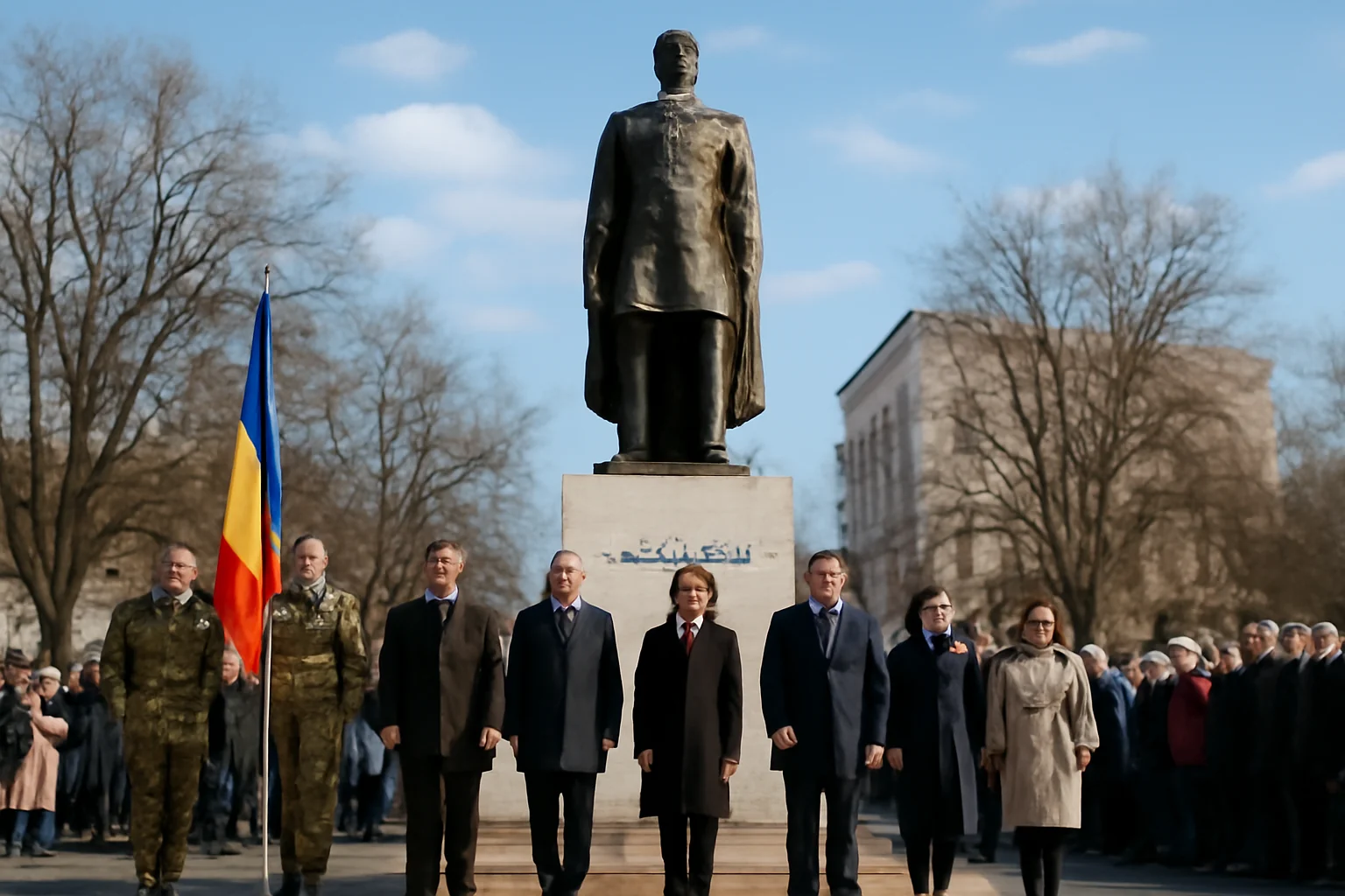 Ceremonie publică de Ziua Unirii la Slatina, la statuia lui Alexandru Ioan Cuza