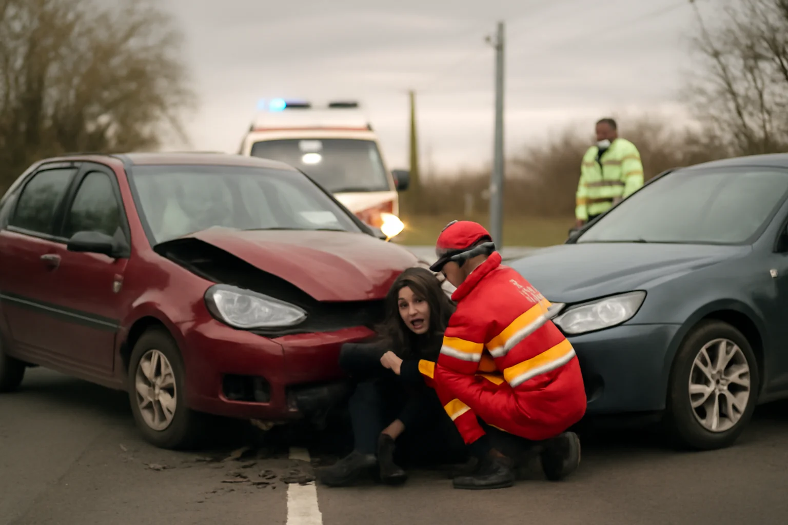 Două persoane rănite într-un accident rutier pe DN 6 la Dăneasa, în județul Olt