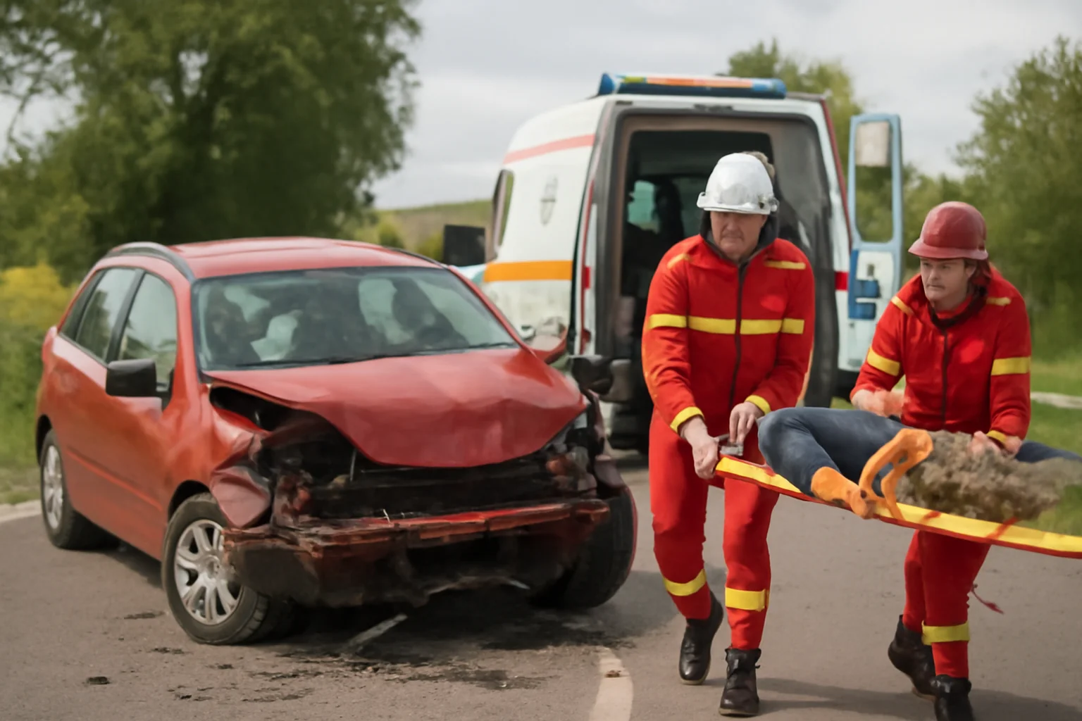 două persoane rănite, transportate la spital FOTO