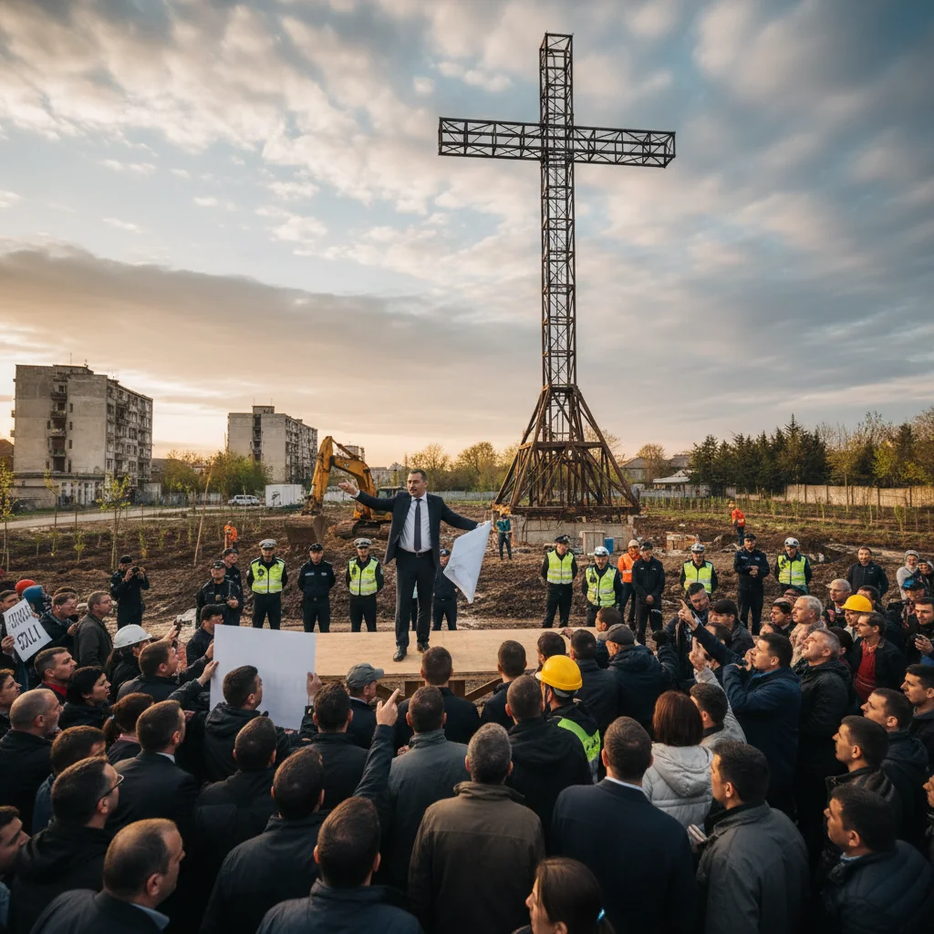 Edilul din Slatina lansează controversatul proiect al unei cruci uriașe, acuzat că a încălcat legea