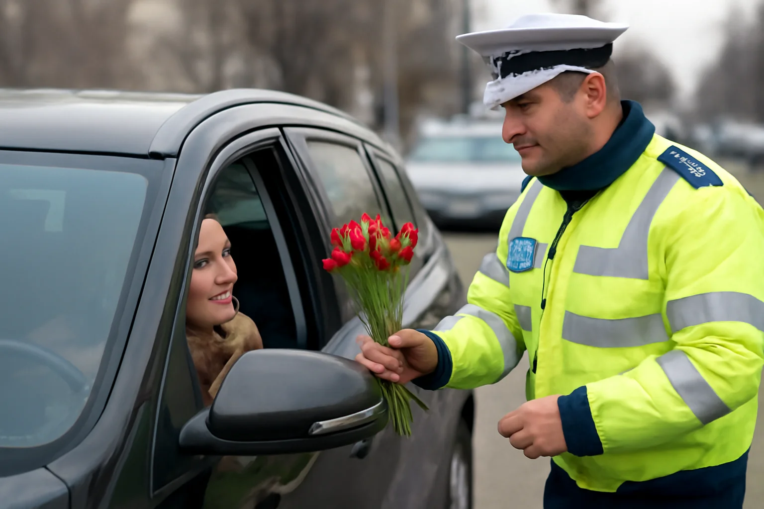 Gest de apreciere din partea polițiștilor din Slatina de Ziua Femeii