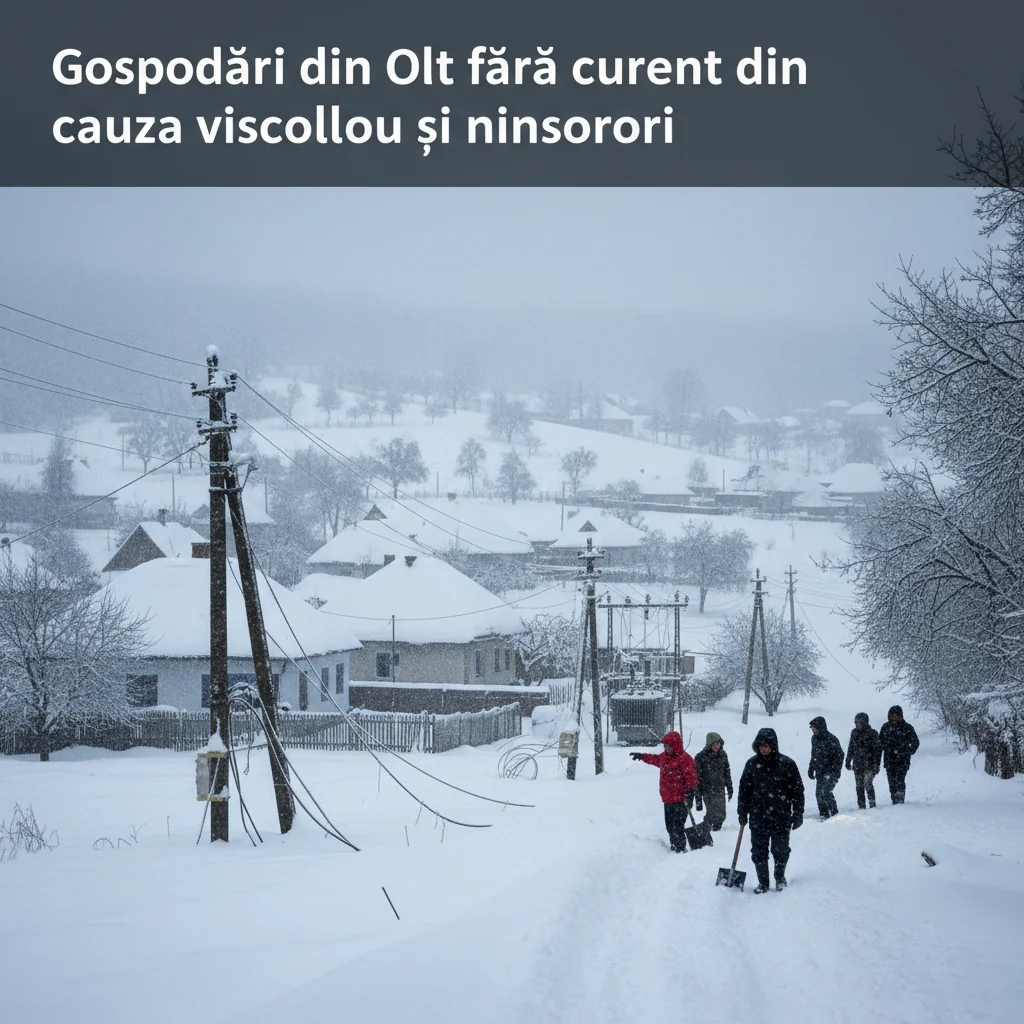 Gospodării din Slatina și județul Olt, fără curent electric după viscol și ninsoare