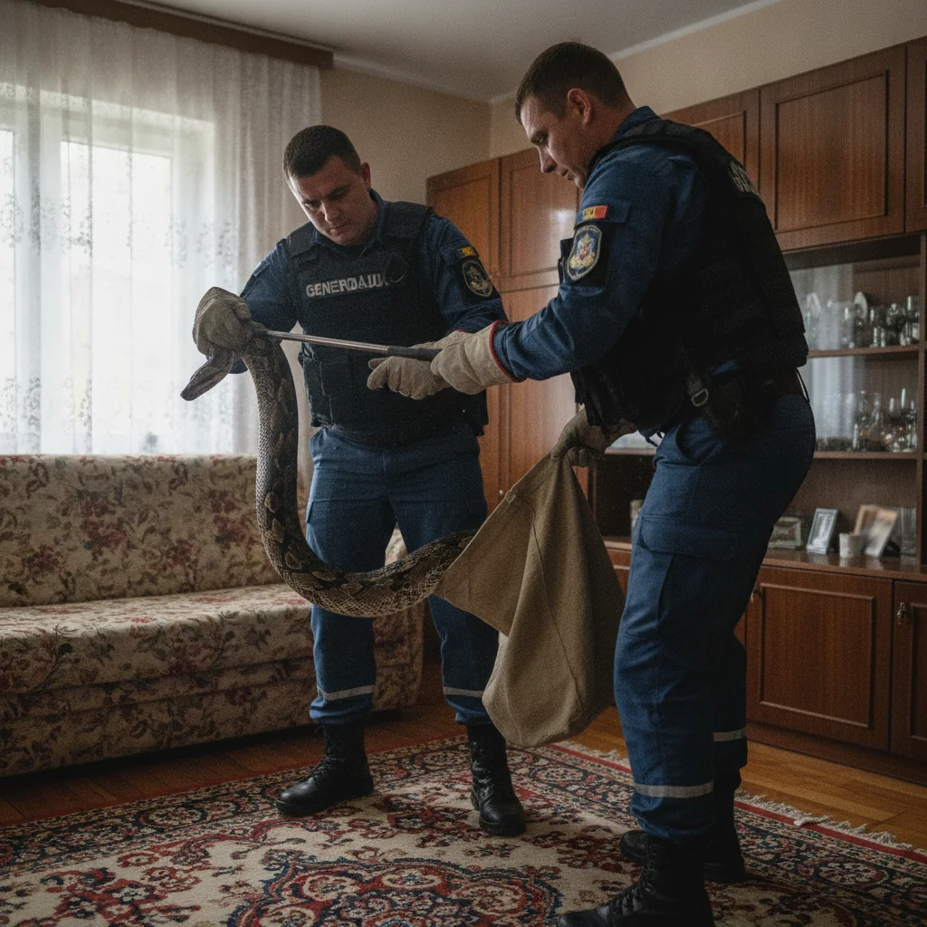 Jandarmii Olt au capturat un șarpe de 1,5 m dintr-o locuință