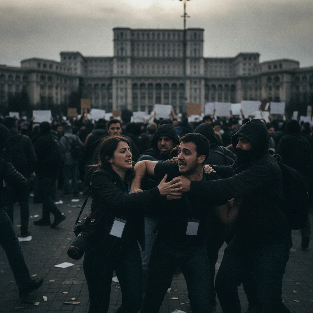 Jurnaliști agresați la protestul din Piața Victoriei: Poliția Capitalei investighează
