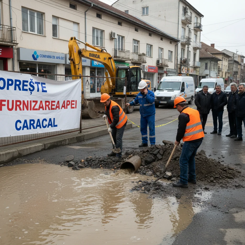 Oprirea furnizării apei în Caracal din cauza avariei majore