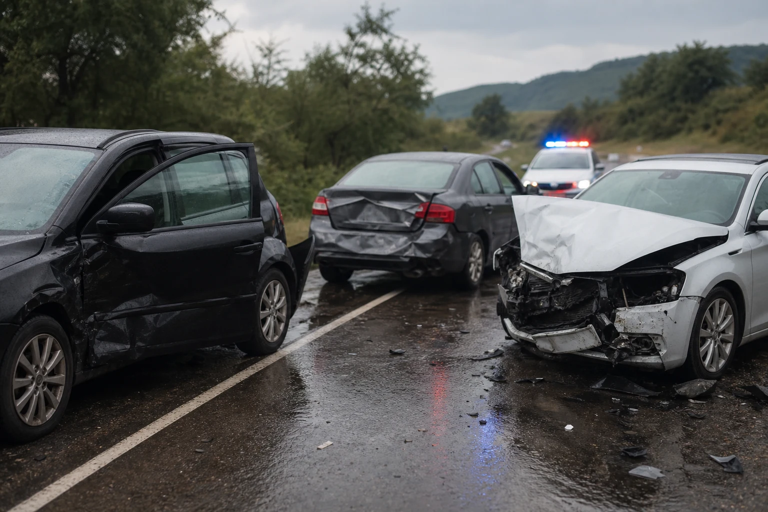 Perieți, DJ 653: coliziune cu trei mașini, femeie și copil de 10 ani la spital