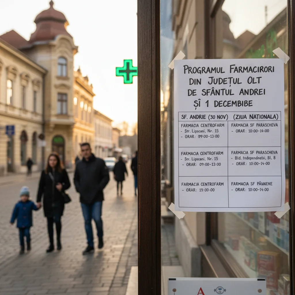Programul farmaciilor din Slatina și județul Olt de Sfântul Andrei și 1 Decembrie