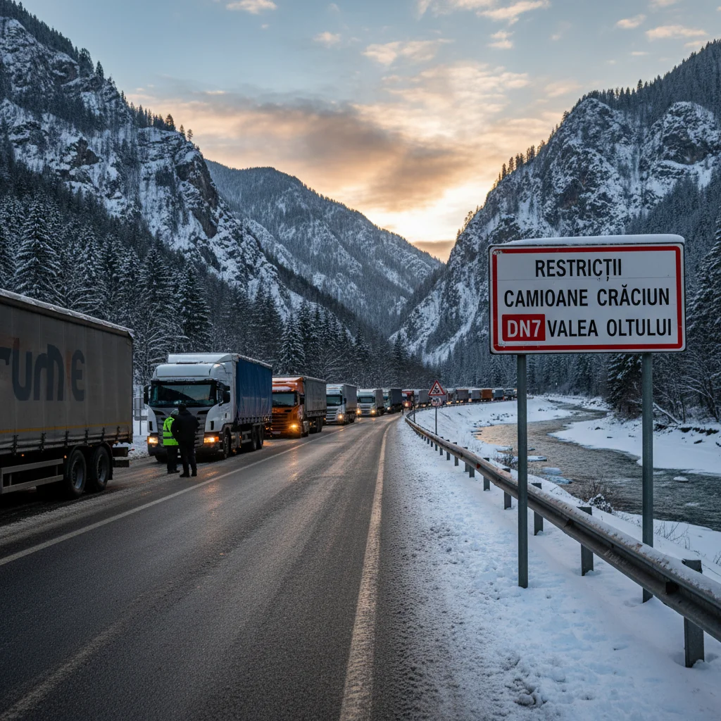 Restricții pentru camioane pe DN7 de Crăciun, cu impact și pentru traficul din Slatina