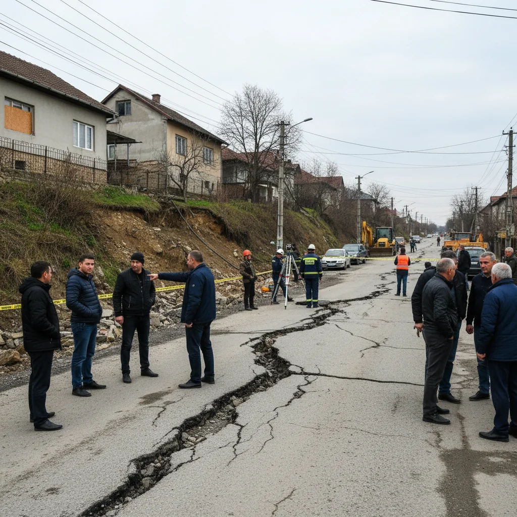 Situație tensionată pe strada Grădiște din Slatina după alunecările de teren