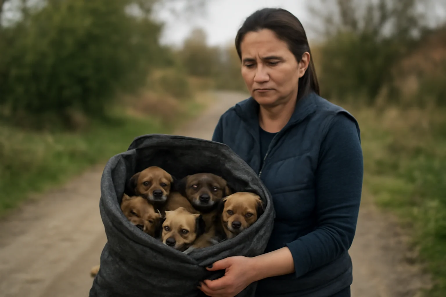 Slătineancă anchetată penal pentru cruzime față de animale după ce a aruncat într-un sac șase pui de câine