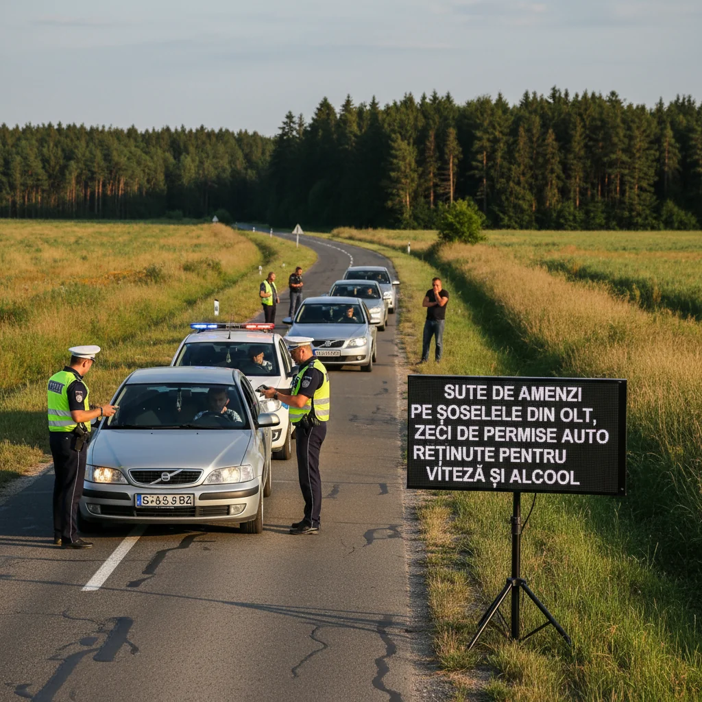 Sute de amenzi și zeci de permise reținute în Olt pentru viteză și alcool pe șosele/ FOTO