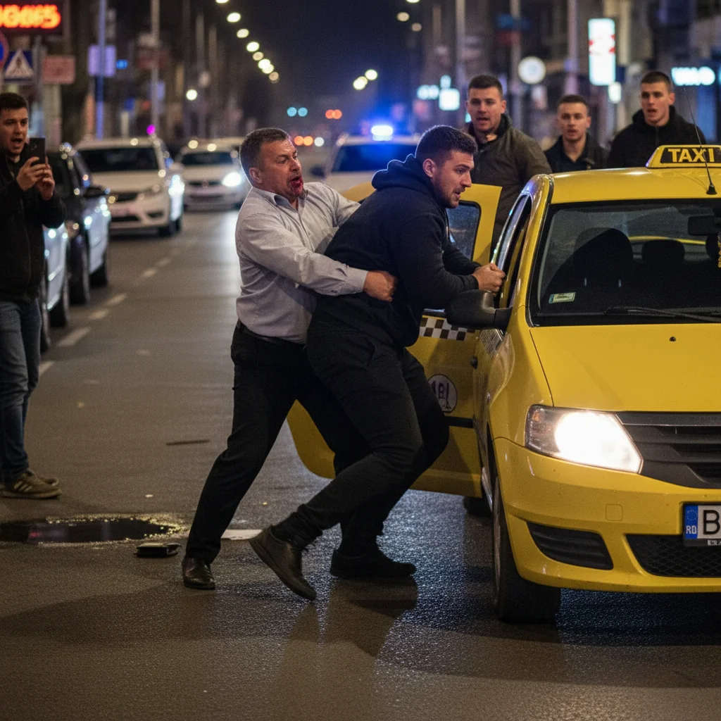Taximetrist agresat și jefuit de un client care a refuzat să plătească și i-a furat mașina – VIDEO