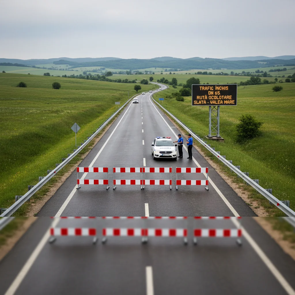 Trafic închis pe DN 65 între Slatina și Valea Mare cu rute alternative