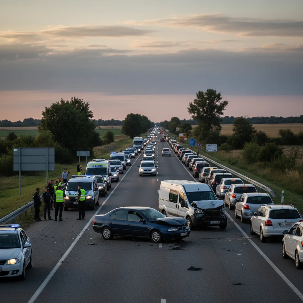 Trafic îngreunat pe DN 65 spre Slatina după un accident rutier la Lăngești