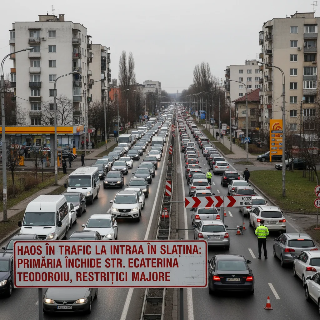 Trafic restricționat la intrarea în Slatina din cauza închiderii străzii Ecaterina Teodoroiu