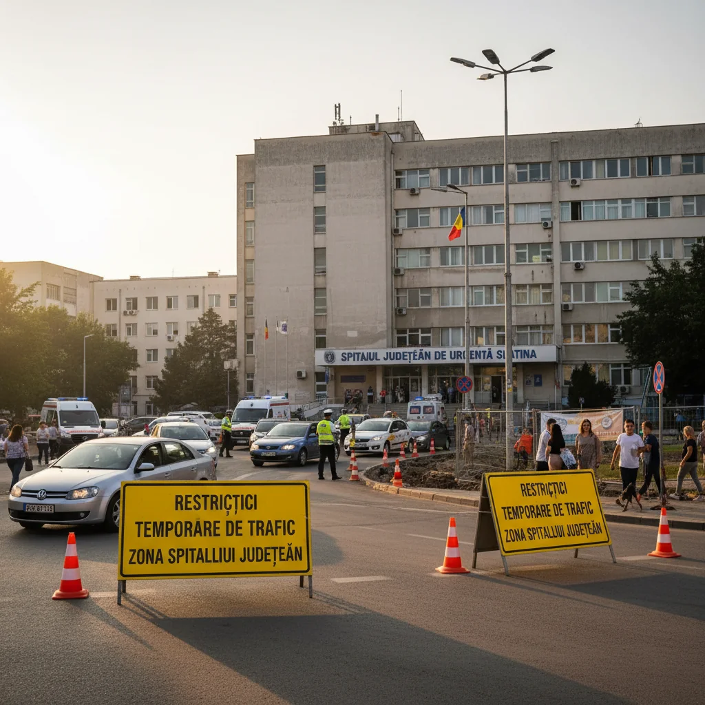 Trafic restricționat temporar la Slatina în zona Spitalului Județean de Urgență