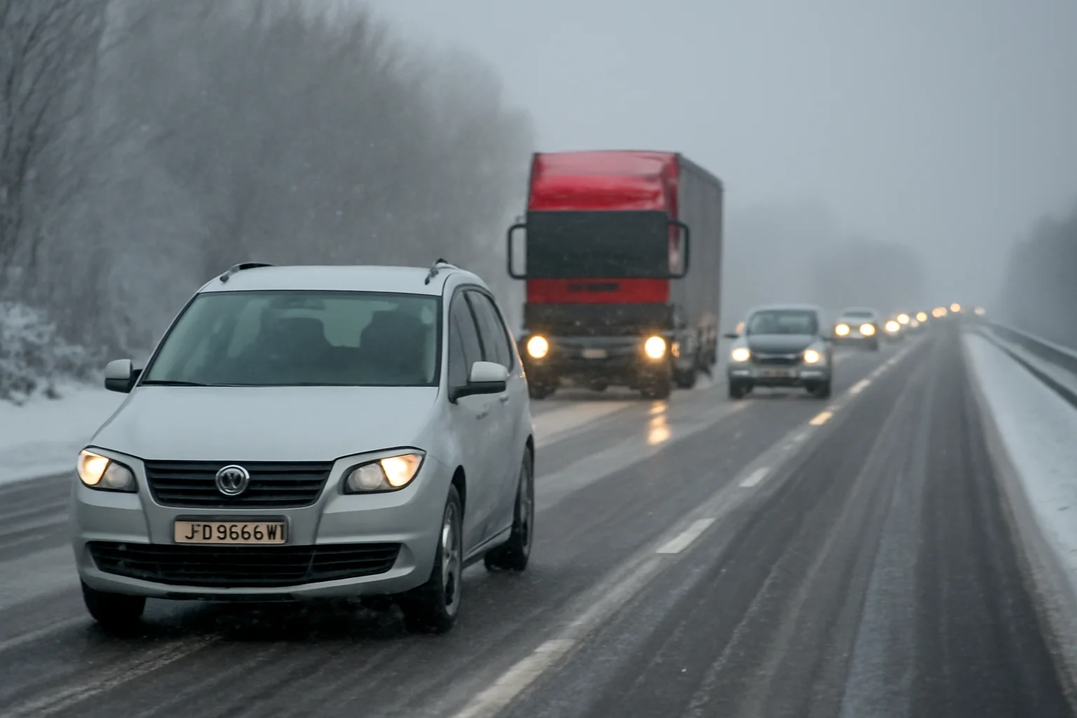 Trafic rutier în condiții de iarnă la Slatina și pe Drumul Expres Craiova–Slatina–Pitești