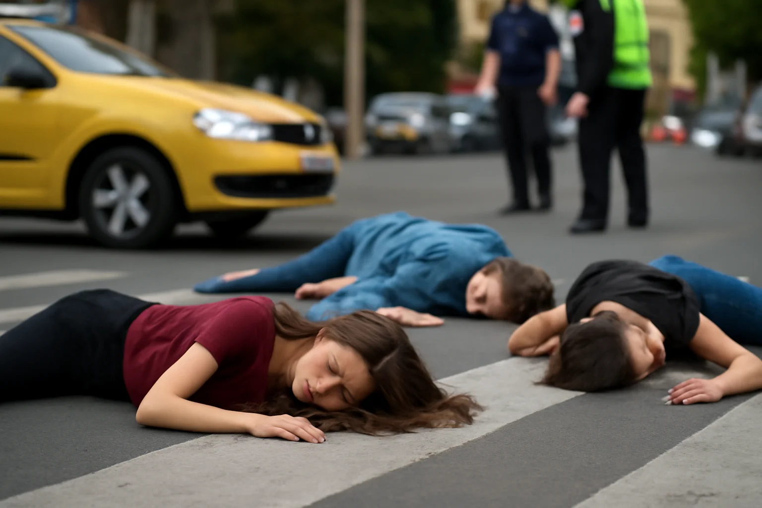 Trei adolescente rănite pe trecerea de pietoni în Slatina, pe strada Crișan